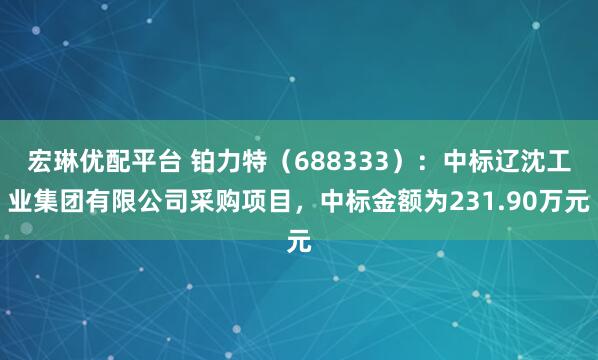 宏琳优配平台 铂力特（688333）：中标辽沈工业集团有限公司采购项目，中标金额为231.90万元
