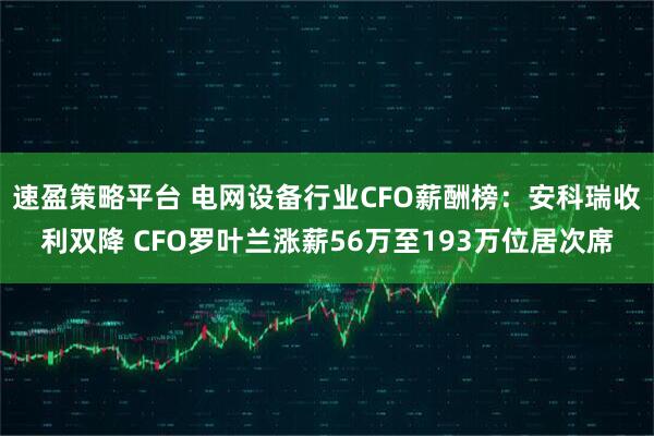 速盈策略平台 电网设备行业CFO薪酬榜：安科瑞收利双降 CFO罗叶兰涨薪56万至193万位居次席